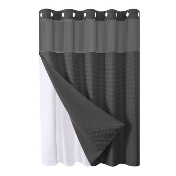 Yhmxh Cortina de ducha reversible Full Star Plain de doble aro grande para baños, de tela de poliéster resistente.