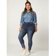 thumbnail image 4 of GRACE & GRANDEUR Women's Plus Size Long Sleeve Denim Button Chambray Shirt, 4 of 6