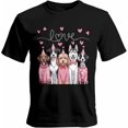 thumbnail image 1 of Camisetas gráficas casuales de manga corta con diseño de perro rosa y corazones de amor para hombre, 1 of 8
