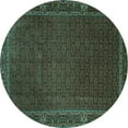 thumbnail image 1 of Ahgly Company Machine Washable Indoor Round Persian Turquoise Blue Traditional Area Rugs, 8' Round, 1 of 4