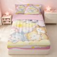 thumbnail image 2 of Erosebridal Cartoon Cat Zipper Twin Comforter Sets with Fitted Sheet and 2 Pillowcases for Girls, Dreamy Stars Zipper Bedding Set, Pink Reversible, 2 of 7