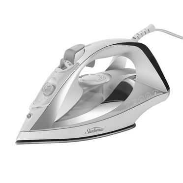 Sunbeam Turbo Steam Iron, 1700W - Nonstick Ceramic Soleplate, Vertical & Horizontal Steam, 3-Way Auto-Off - White & Chrome