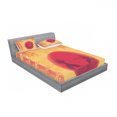 thumbnail image 3 of Ambesonne Japanese Fitted Sheet & Pillow Sham Set, Ninjas Vintage Sunset, Twinxl, Mustard and Purple, 3 of 3