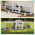 thumbnail image 7 of PETSCOSSET Rabbit Hutch Indoor Outdoor 2 Story Large Bunny Hutch with Run Guinea Pig Cage Wooden Rabbit Cage with Removable 4 Pull Out Trays Pet House for Multi-Pet, 7 of 7