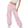 thumbnail image 4 of Coduop Women Baggy Cargo Pants Drawstring Mid Waist Jogger Pants Straight Wide Leg Long Pants, 4 of 9