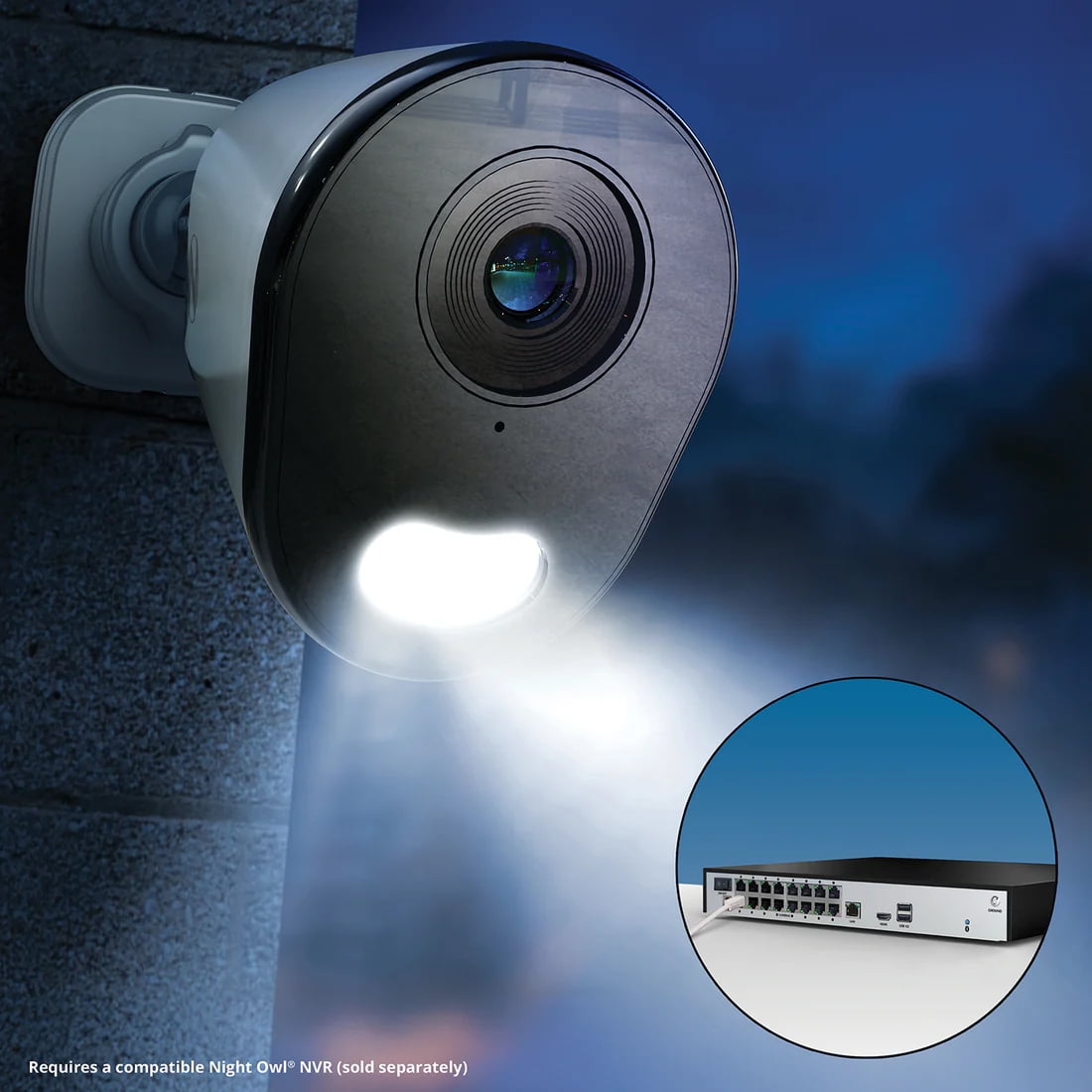 Night Owl Add On Wired IP 12MP Deterrence Camera with 2-Way Audio - 2 Pack - White