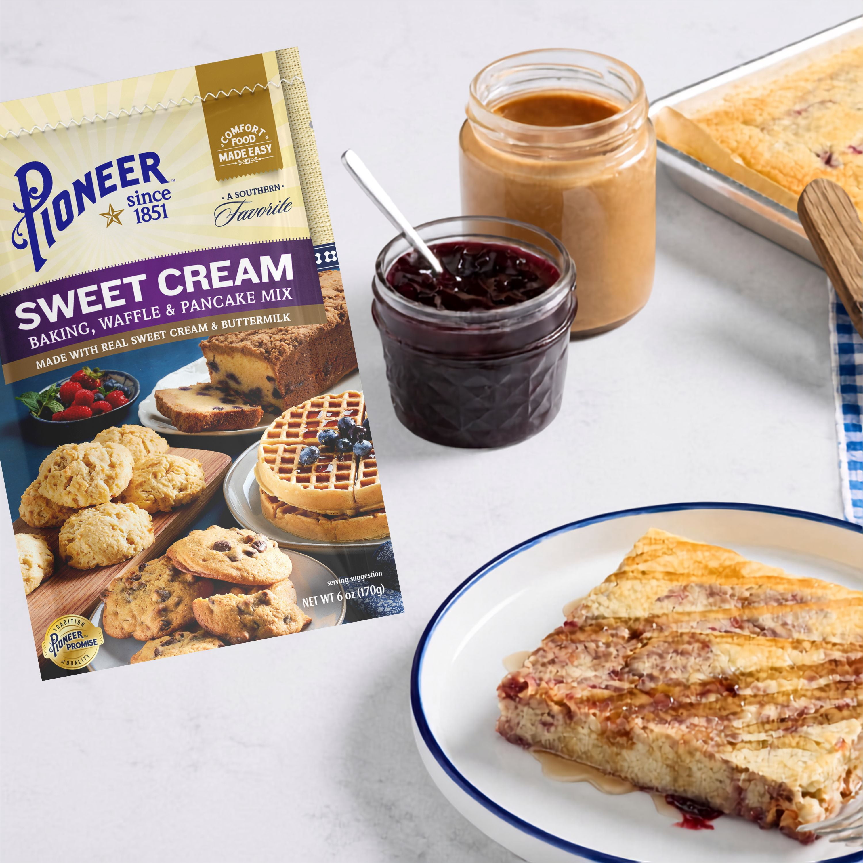 (12 pack) Pioneer Sweet Cream Baking - Waffle & Pancake Mix - 6 oz