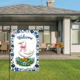 thumbnail image 3 of AMHNF Welcome Duck Garden Flag With Blue Flowers And Pink Bow For Home Outdoor Garden Yard Decor 12x18 inch, 3 of 5