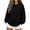 Black, variant on Women's Oversized Sweatshirt Solid Color Long Sleeve Crew Neck with Ribbed Back Cross Soft Casual Pullover for Lounge & Streetwear