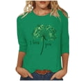thumbnail image 2 of Meichang St Patricks Day Hauts pour Femmes Liquidation T-Shirts Chanceux Verts Trèfle Graphiques Col Rond Manches 3/4 Décontracté Hauts Coupe Ample Blouses de Vacances, 2 of 4