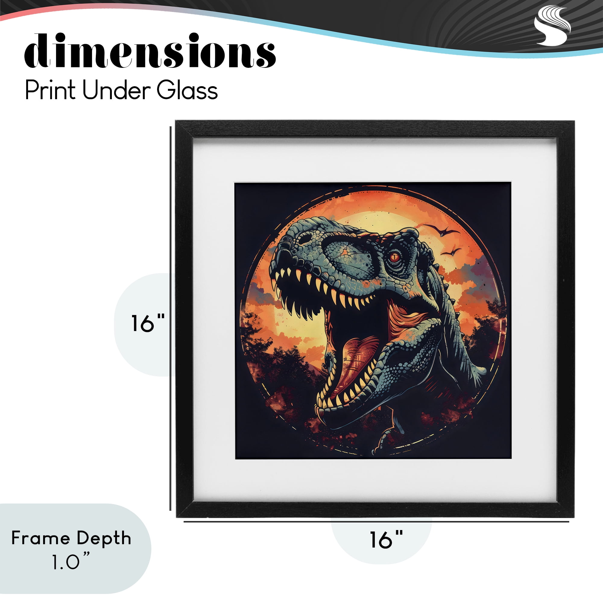 Stupell Industries Ancient Dino Roaring at Sunset Black Framed Print Under Glass, design by Creative Studio