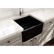 BOCCHI Classico Farmhouse Apron Front Fireclay 20 in. Single Bowl Kitchen Sink with Protective Bottom Grid and Strainer in Matte Black