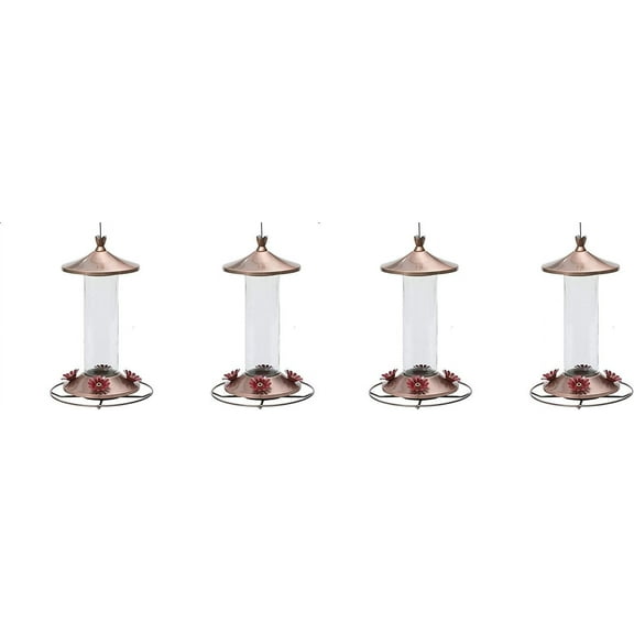Perky-Pet 710B Elegant Copper Glass Hummingbird Feeder - 12 oz Pack of 4