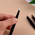 thumbnail image 4 of Pinzas profesionales de acero inoxidable, 4 Uds., pinzas de precisión para espinillas, pelos encarnados, fragmentos, pestañas, color negro, 4 of 5