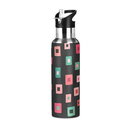 

Yayeee 33oz Double Wall Stainless Steel Water Bottle with Flip Straw Red Block Pattern