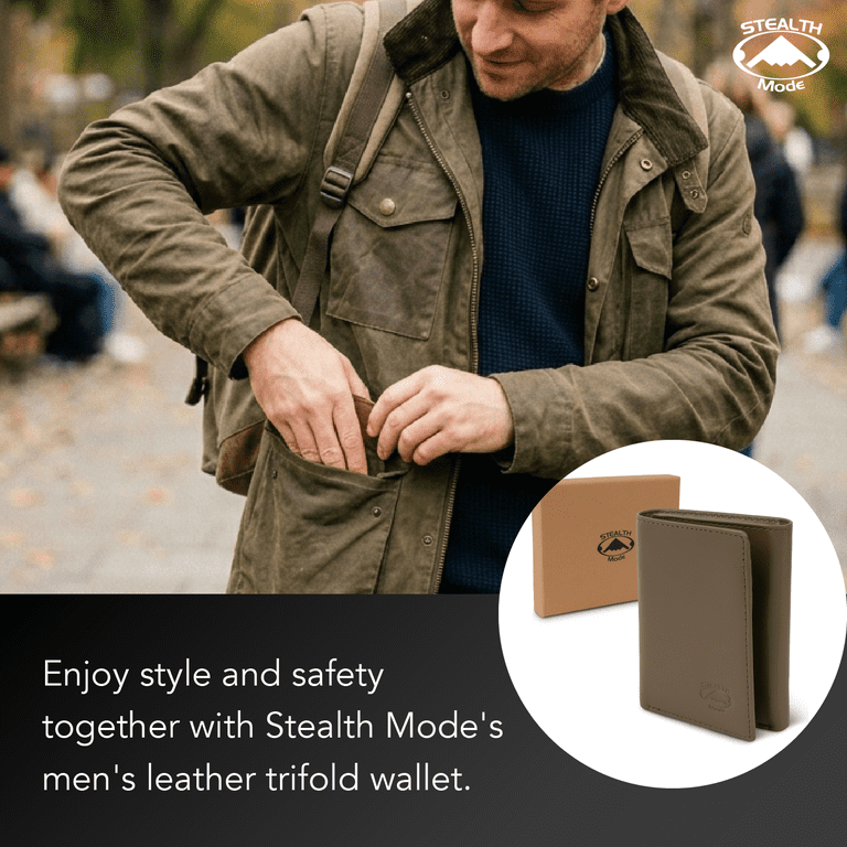 Stealth Mode RFID Trifold Leather Wallet, Green photo 2