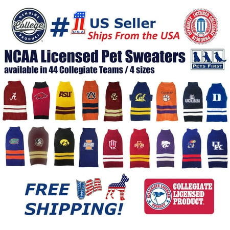 Pets First Collegiate Duke Blue Devils Pet Dog Sweater - Licensed 100% Warm Acrylic knitted. 44 College Teams, 4 sizes