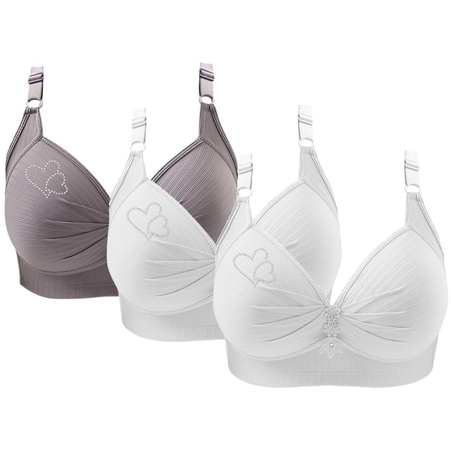 3 Pack Soutiens-Gorge de Sport pour Femmes Confortables Col en V Sans Armature Bretelles Réglables