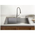 thumbnail image 3 of Kohler Vault Large Single Bowl Kitchen Sink With Four-Hole Faucet Drilling, 33 In Long X 22 In. Wide X 9 In. Deep, Stainless, 3 of 7