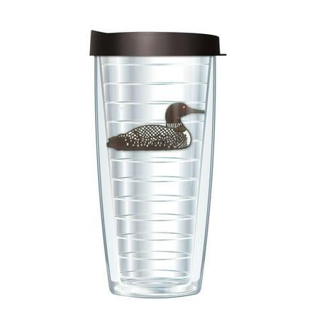 

16 oz Loon Water Bird on Clear Insulated Tumbler with Black Travel Lid