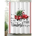 thumbnail image 2 of Christmas Small Stall Shower Curtain, Waterproof Shower Curtains for Bathroom, Xmas Truck Tree Snowflake Red Striped Washable Fabric Cloth Bath Curtain for Bathtub Decoration with Hooks 36x72 Inches, 2 of 6