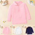 thumbnail image 6 of LNMQLPDBS Toddler Girl Tops Long Sleeved Ruffle Edge Lapel Printed T Shirt Toddler Button Down Shirt Puff Sleeve Cute Tops for Kids Pink 12-24 Months, 6 of 8