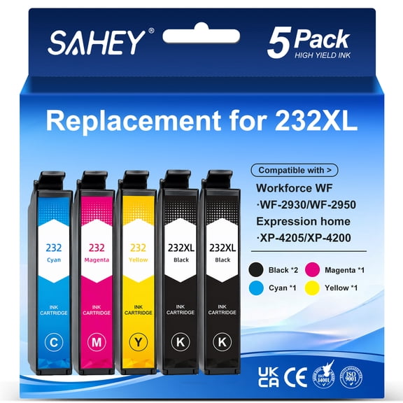 232XL Ink Cartridge Compatible for Epson 232XL Ink Cartridge for ink  232XL T232 for  WorkForce WF-2930 WF-2950 Expression Home XP-4200 XP-4205 Printer (5Pack)