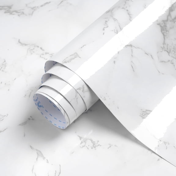 Glossy Marble Paper Granite Peel And Stick Wallpaper Self Adhesive Removable Waterproof 31.5x196.8in for Countertop Cabinet