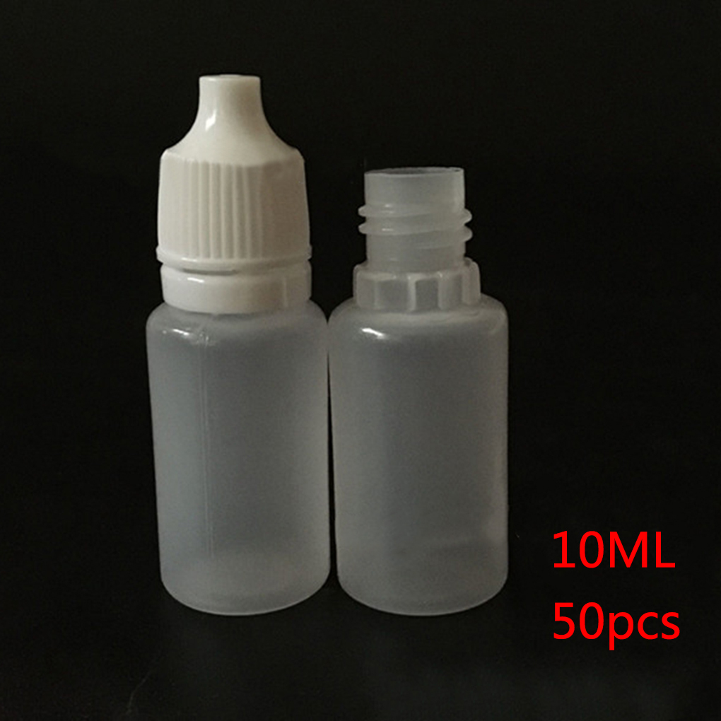 50pcs 10ml PE Plastic Empty Eyedrop Bottle Squeezable Transparent