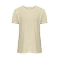 thumbnail image 4 of Plus Size Tshirts Women Loose Fit Crewneck Sexy Patchwork Lace Short Sleeve Tee Shirts Casual Knitted Blouses Women Shirts Casual Beige XL, 4 of 5