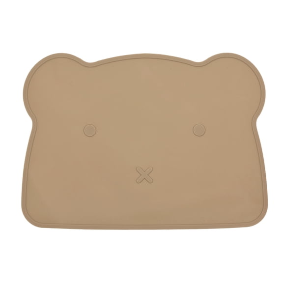 Uxcell Silicone Pet Feeding Mat, Waterproof Dog Cat Food Bowl Placemat Tray Anti-Slip with Raised Edge Foldable Heat-Resistant (Light Brown, Bear Shape), Intended for Cat Dog Water Bowl