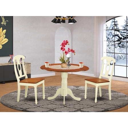 Tuscan Kitchen Table Set - 3 Piece Dining Set - Asian Hardwood Table & Chairs