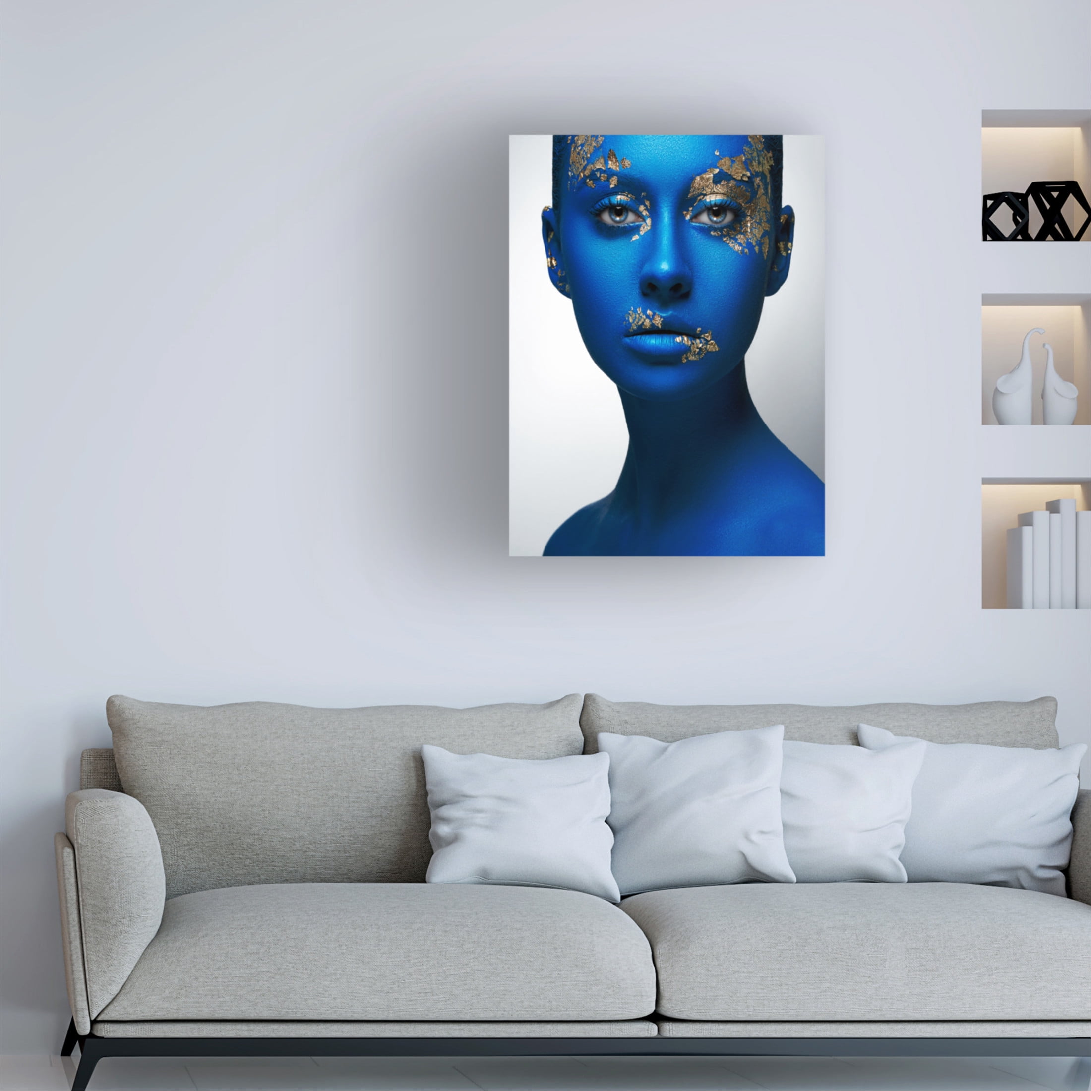 Canvas Wall Art - Alex Malikov 'Blue Gold' Wall Art for Living Room, Bedroom, or Office D?cor by Trademark Fine Art - 18 x 24 Inches