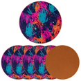 thumbnail image 2 of Paw Print 6PCS Round Microfiber Leather Cup Coasters, 11x11 cm/4.3x4.3 in - Set of 6 Drink Coasters for Home Decor, 2 of 6
