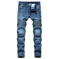 thumbnail image 4 of Ginsiom Mens Jeans Stretch Fit Destroyed Straight Biker Denim Pants, 4 of 6