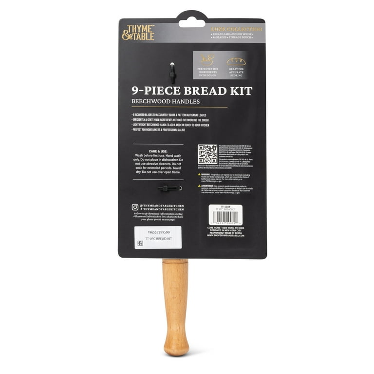 Thyme & Table Bread Kit with Dough Whisk and Bread Lame for