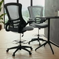 thumbnail image 6 of Flash Furniture Kelista Mid-Back Dark Gray Mesh Ergonomic Drafting Chair with Adjustable Foot Ring and Flip-Up Arms, 6 of 17