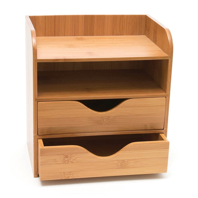 Lipper International 1804 Organizador de escritorio y suministros de oficina de madera de bambú de 4 niveles 7 5/8" x 5 1/8" x 8 1/4""