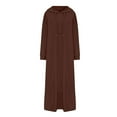 thumbnail image 5 of IROINNID Maxi Dress for Women Hooded Winter Warm Color Long Sleeve Pocket Long Dress Savings,Brown, 5 of 6