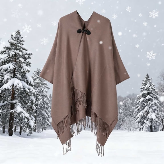 Miqool Shawl Wraps for Women Cozy Lightweight Poncho Cape Fashion Warm Shawl Coat for Fall Winter Travel