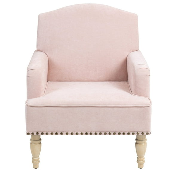 Xukmct Modern Upholstered Accent Chair Reading Chair with Wooden Legs, Fabric Club Chair Armchair for Bedroom, Living Room, Office, Pink
