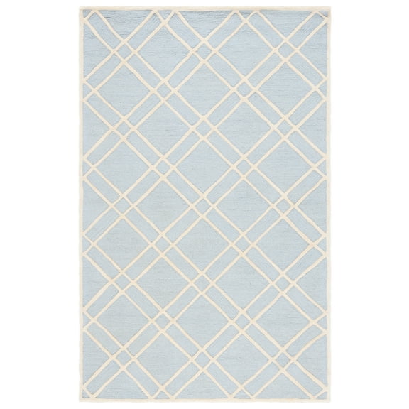 SAFAVIEH Cambridge Judy Geometric Wool Area Rug, Light Blue/Ivory, 5' x 8'