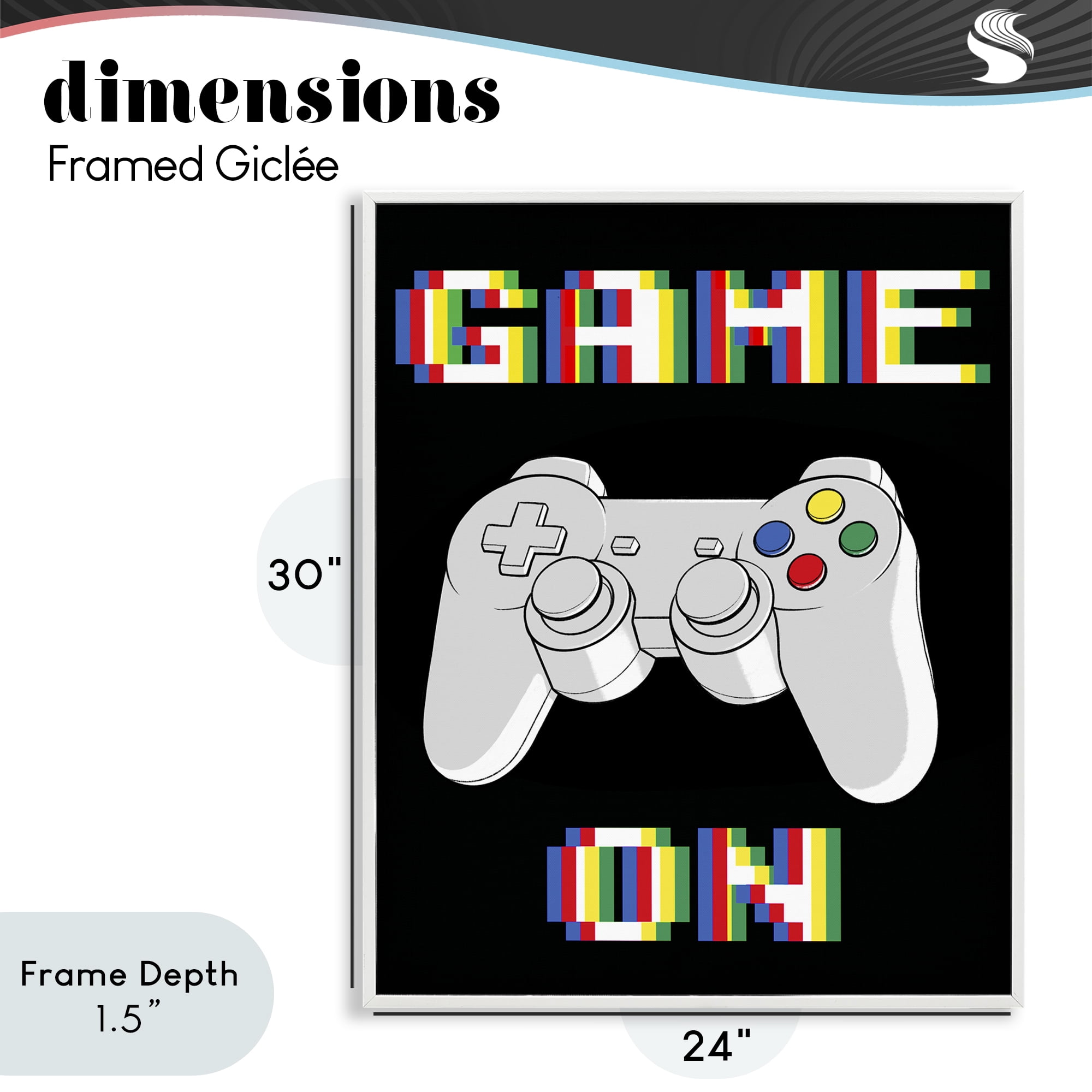 Stupell Industries Colorful Digital Game On White Framed Giclee Art, design by Marcus Prime