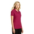 thumbnail image 4 of Port Authority Ladies Pinpoint Mesh Zip Polo-M (Dark Fuchsia), 4 of 6