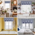 thumbnail image 5 of Abstract Floral Valance Curtain Retro Dark Blue Geometric Texture Art Vintage Window Valances Rod Pocket Short Curtains Window Treatments for Kitchen Bedroom Bathroom Laundry 42" x 18", 5 of 9