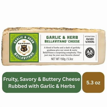 Sartori Garlic & Herb BellaVitano Cheese, 5.3 oz Wedge, Aged Cheese, Refrigerated