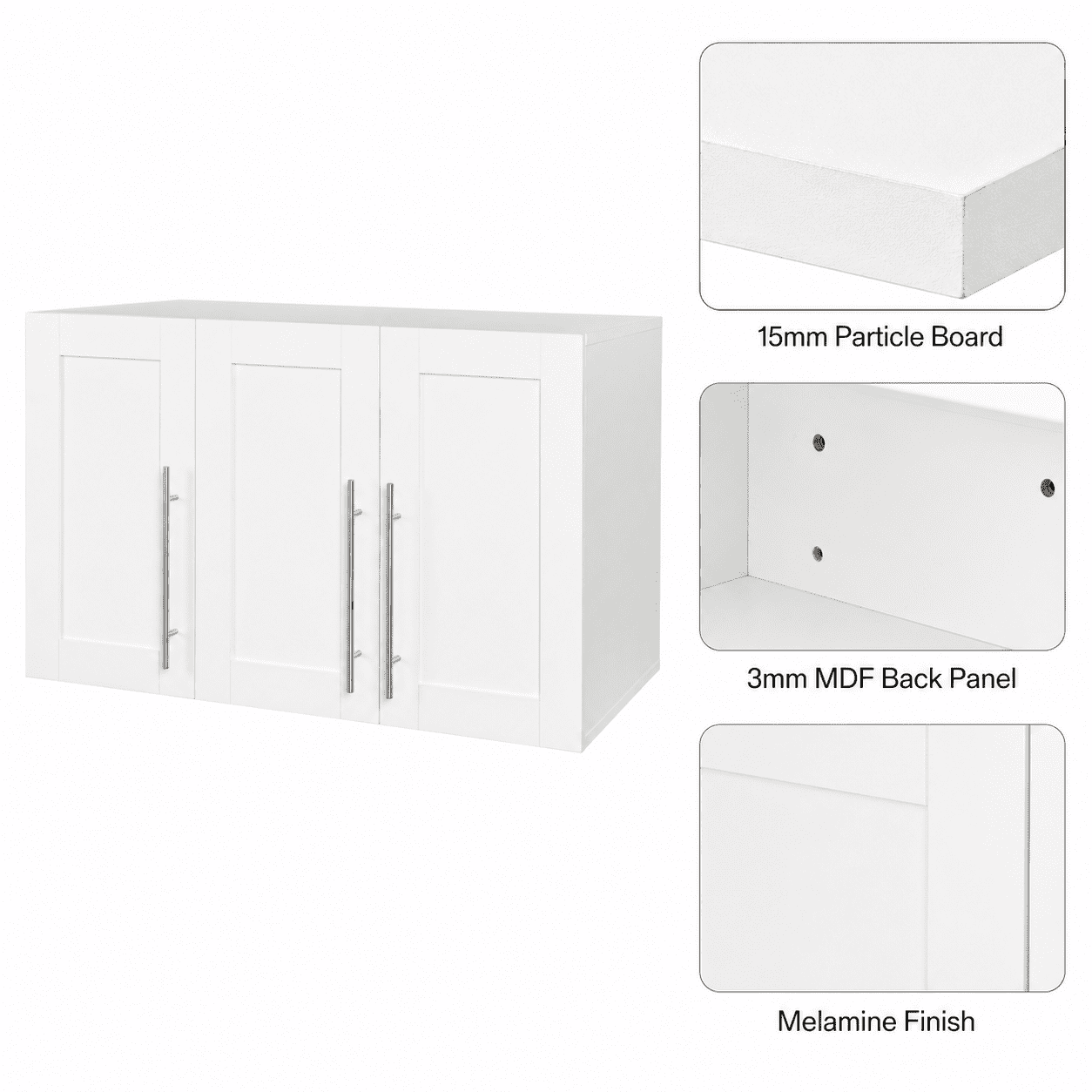 Aukfa 35.4" Wall Mounted Storage Cabinet with Adjustable Shelves, Stackable White Utility Cabinet for Laundry Room & Kitchen, White
