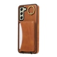 thumbnail image 3 of for Samsung Galaxy S22 Wallet Case with Card Slots, Hand Wrist Strap Rotate Ring Design, Finger Grip Ring PU Leather Magnetic Button Shockproof Purse Phone Cover for Galaxy S22, Brown, 3 of 7