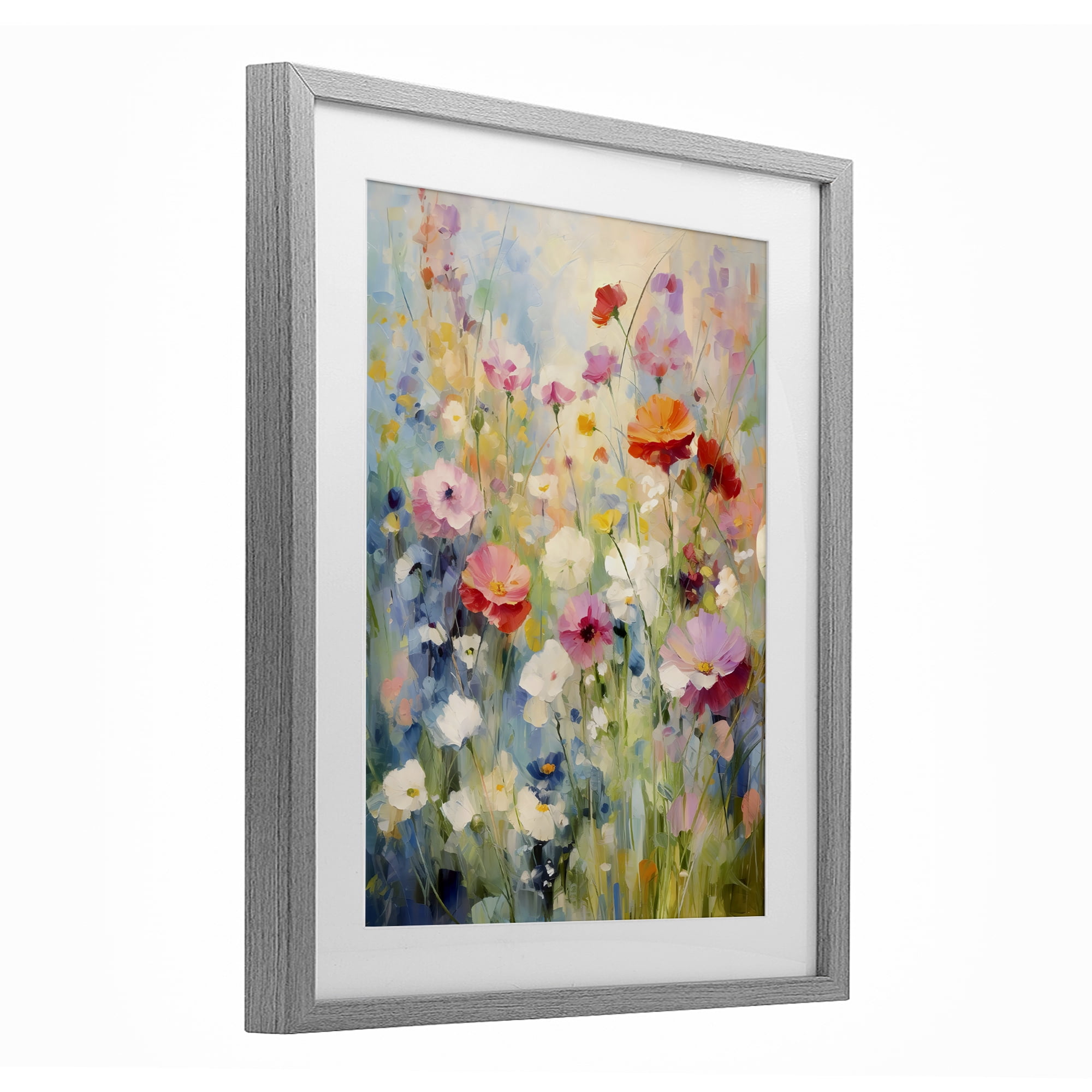 Stupell Industries Wildflower Breeze Impression Gray Framed Print Under Glass, design by Creative Studio