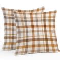 thumbnail image 2 of Brown Checked Throw Pillow Covers 18x18 Inch Set of 2, Watercolor Coffee Buffalo Plaid Waterproof Outdoor Pillow Covers, Decorative Cushion Pillowcases for Couch, Sofa, Bed, Garden, Patio, 2 of 9